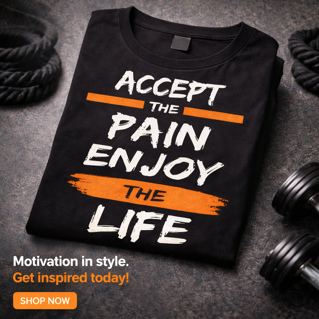 Accept The Pain Enjoy The Life – Motivational Gym T-Shirt