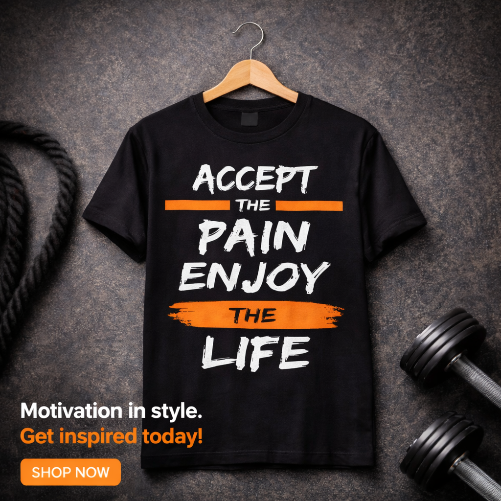 Accept The Pain Enjoy The Life – Motivational Gym T-Shirt