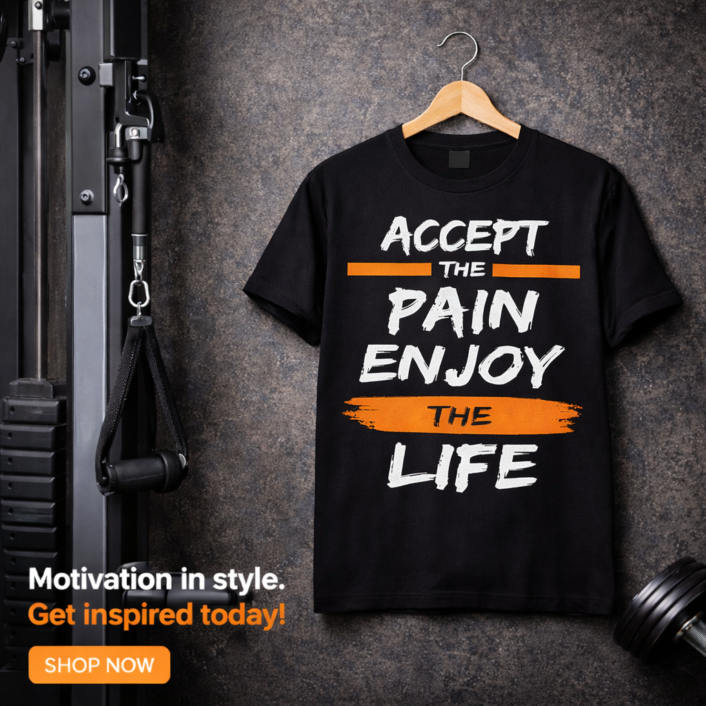 Accept The Pain Enjoy The Life – Motivational Gym T-Shirt