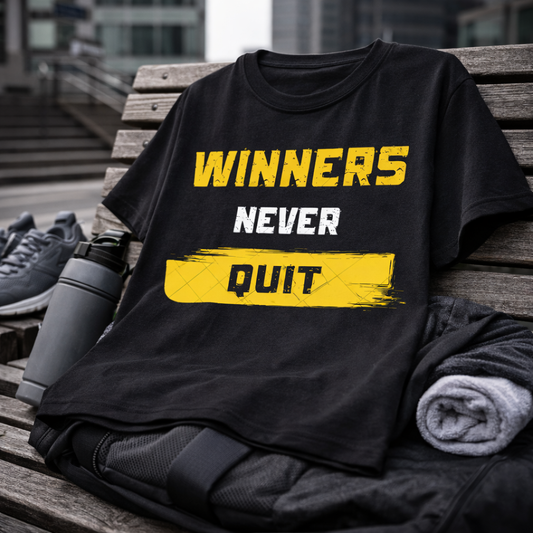 Winners Never Quit – Motivational Unisex T-Shirt